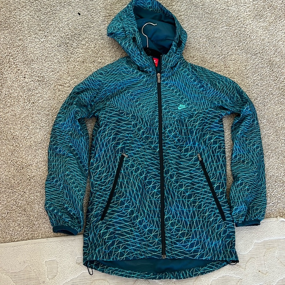 Nike Teal Blue Zipper Rain Jacket